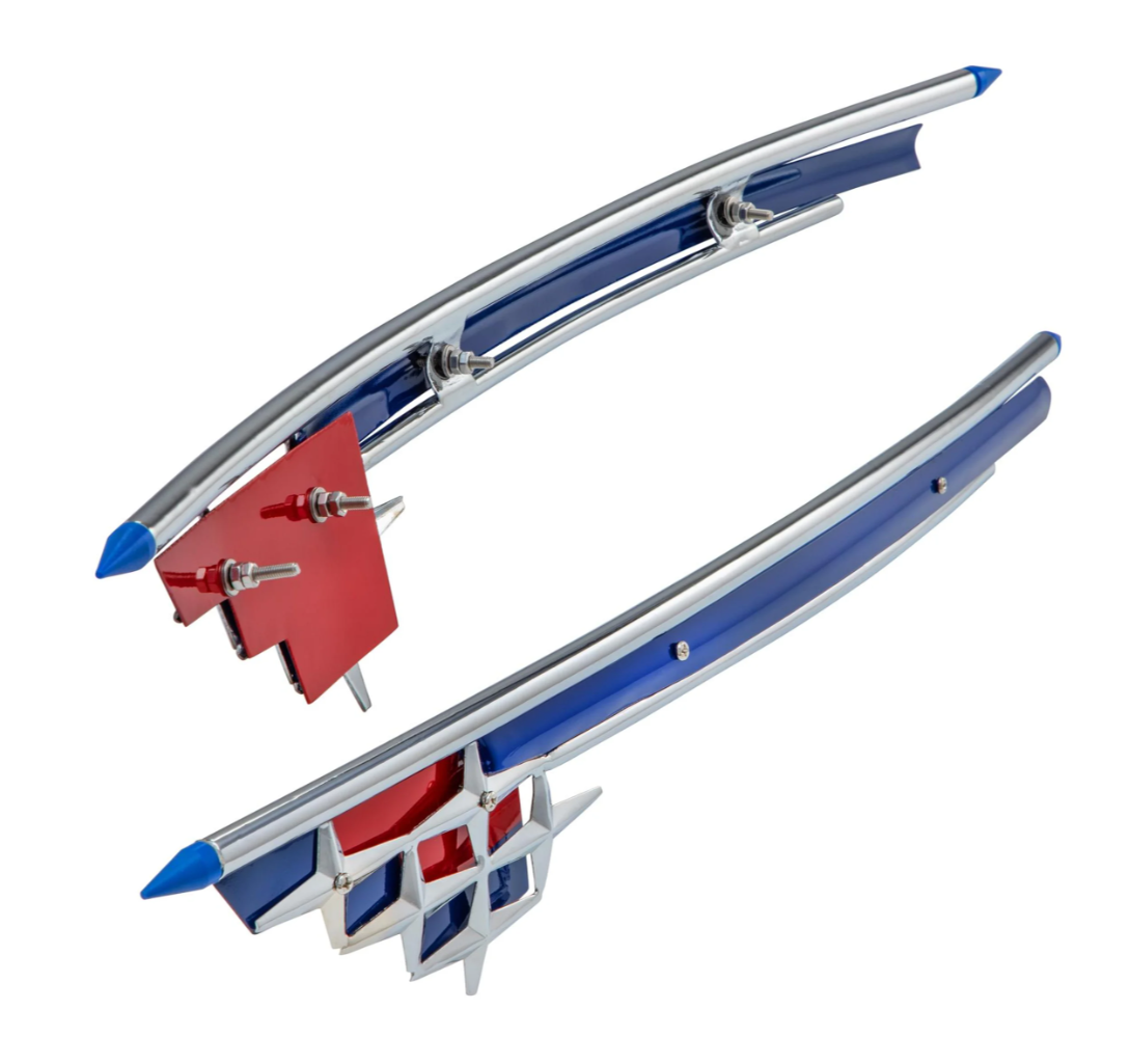 Lambretta Series 3 Li LiS SX 'SUPER' Side Panel Embellishers - Blue & Chrome