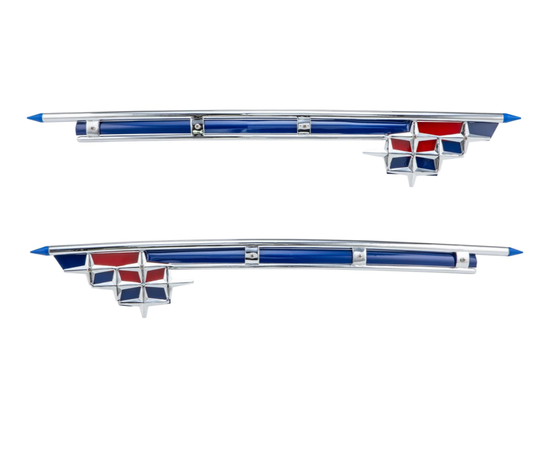 Lambretta Series 3 Li LiS SX 'SUPER' Side Panel Embellishers 5 Fixing - Blue & Chrome