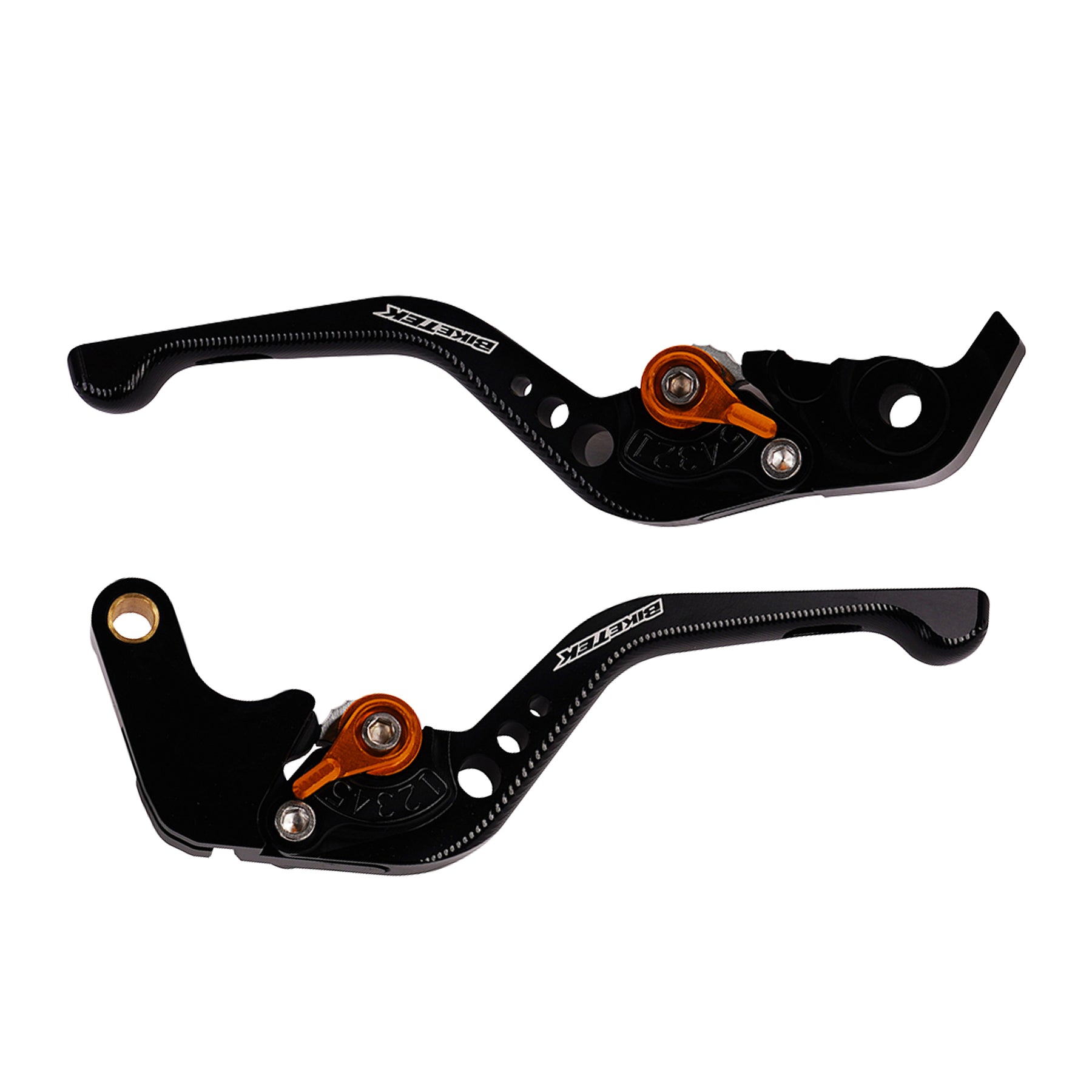 BikeTek Adjustable CNC Short Lever Set Black with Gold Adjuster #226