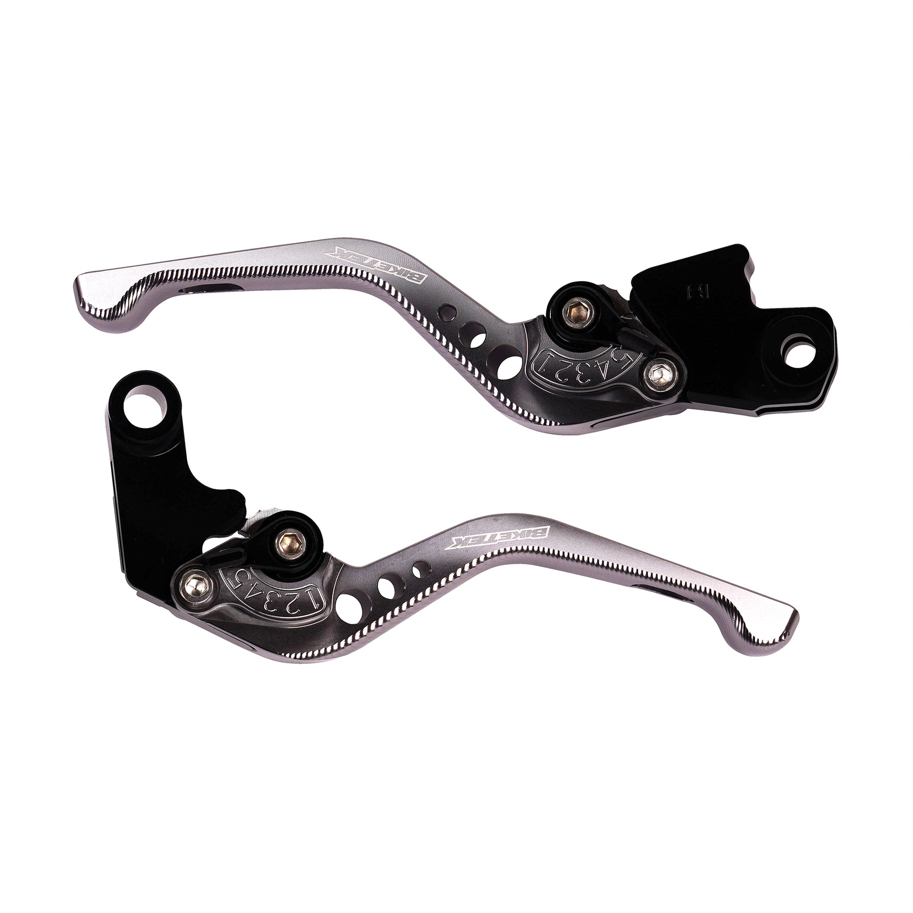 BikeTek Adjustable CNC Short Lever Set Titanium with Black Adjuster #130