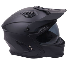 Stealth Fighter Multi Function Motorcycle Full & Open Face Helmet - Matt Black