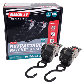 Bike It Fixed Auto Retractable Ratchet Tie Downs 25mm x 1.6m 2pc