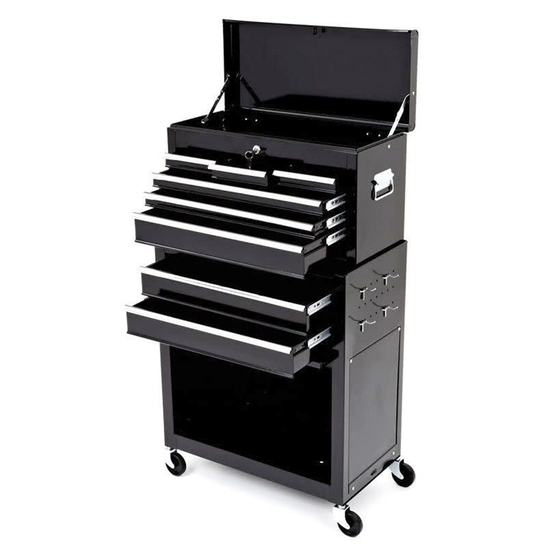 BikeTek Rolling Workshop Tool Cabinet With Top Chest Black