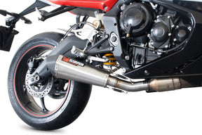 Triumph Daytona 675 inc R (2013–2016) Scorpion Exhaust Serket Taper Slip-on - Brushed Stainless