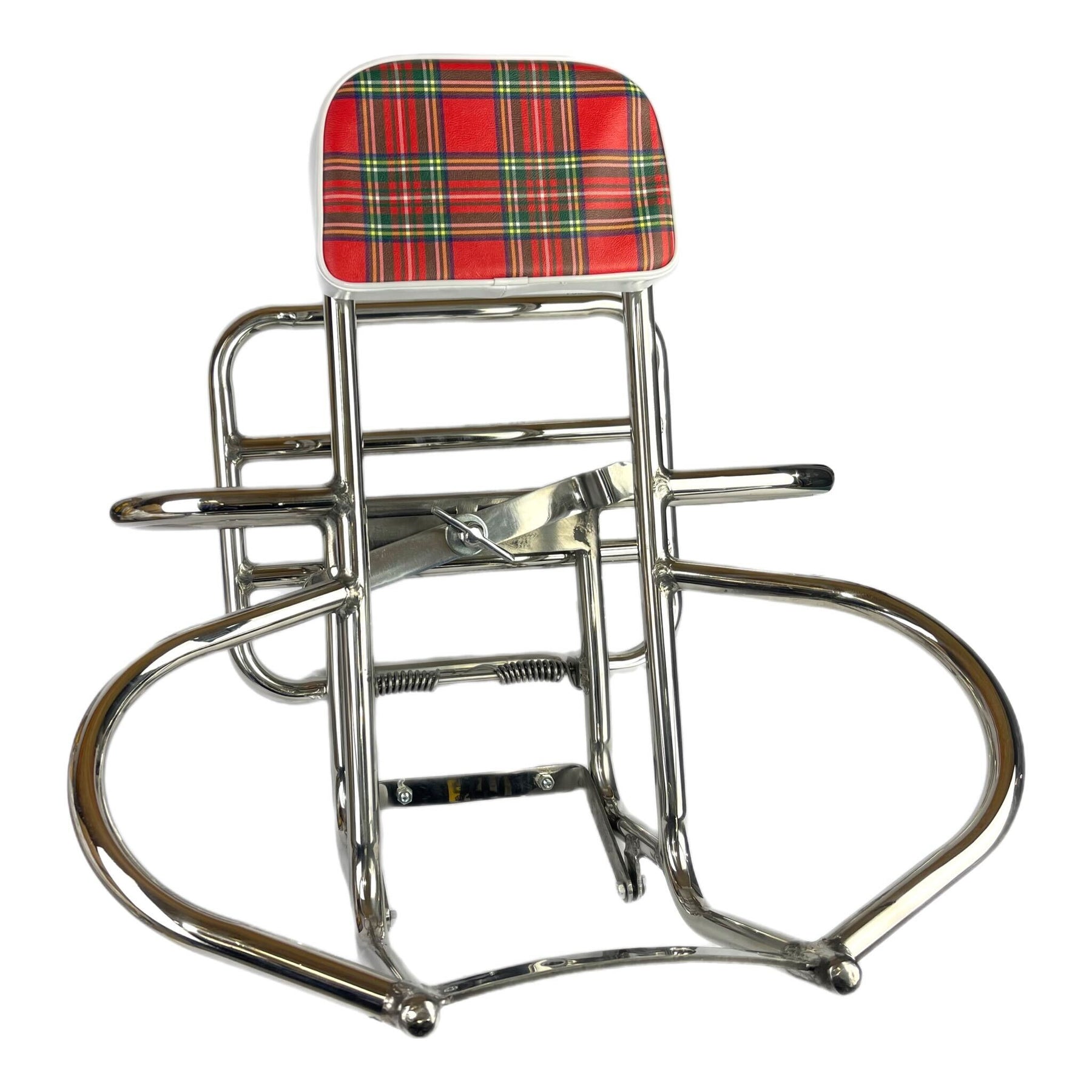 Vespa Lambretta Replacement Backrest Pad For 4 in 1 Stainless Carriers - Red Tartan