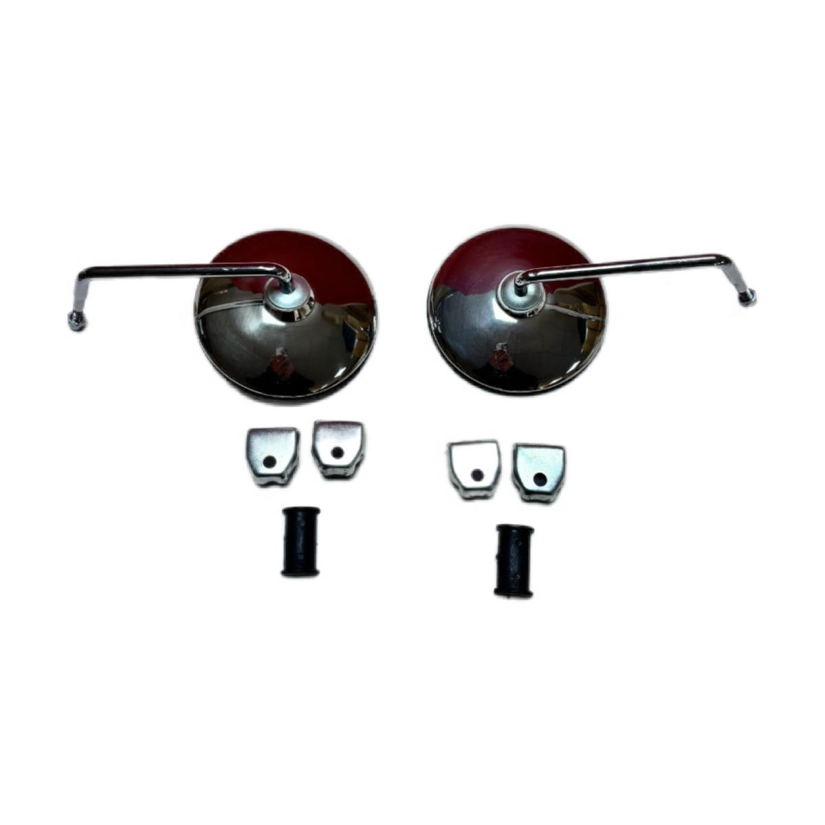 Vespa Lambretta Scooter Clamp On Legshield Round Mirrors - Stainless - Pair