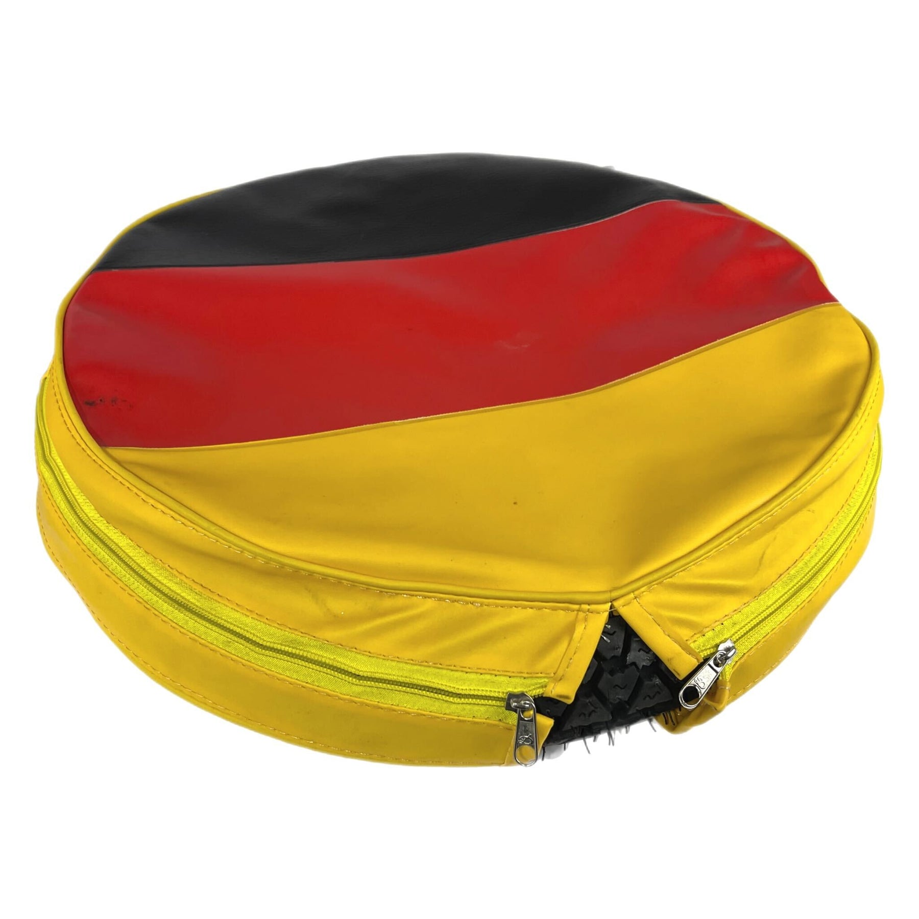 Vespa Lambretta Scooter German Flag 10" Spare Wheel Cover With Yellow Back