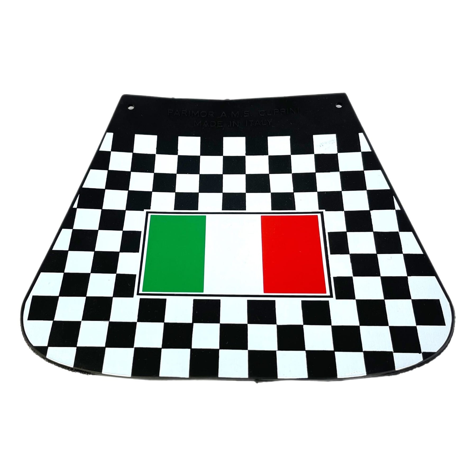 Vespa Lambretta Scooter Royal Alloy Scomadi Chequered Mudflap With Italian Flag Flat Type