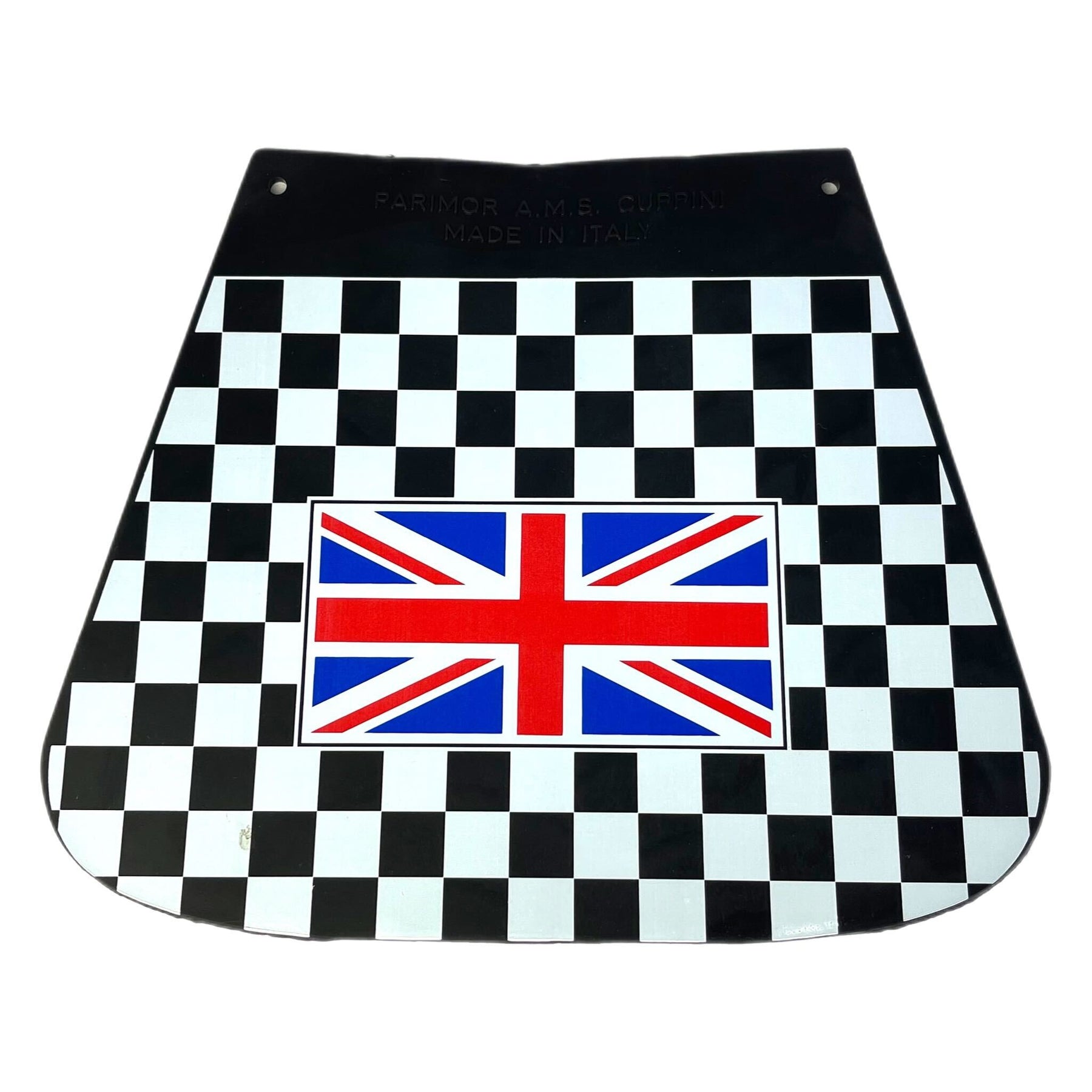 Vespa Lambretta Scooter Royal Alloy Scomadi Chequered Mudflap With Union Flag Flat Type