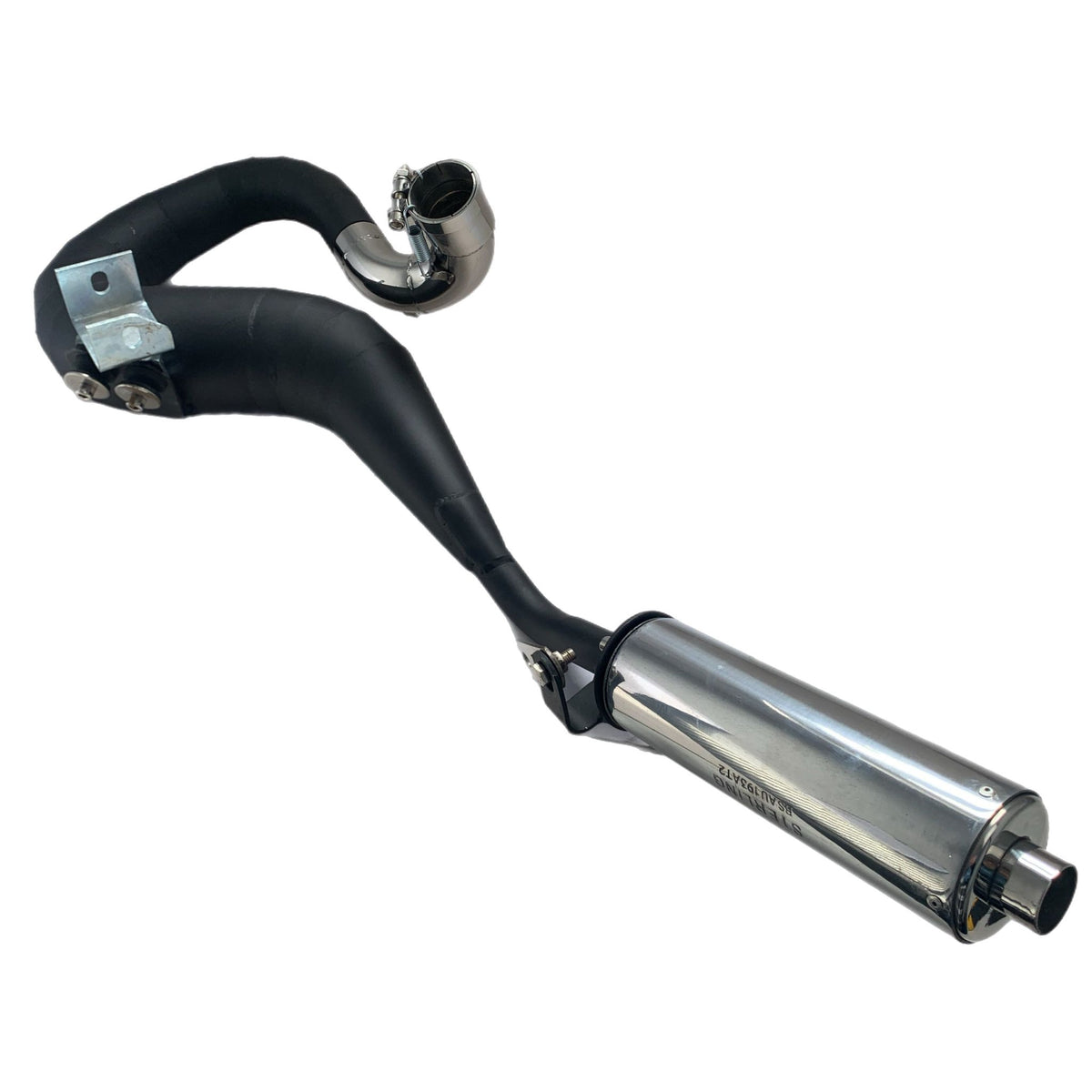 Vespa PX200 P200E Sterling Expansion Performance Exhaust Black with Stainless End Pipe - Right Hand Exit