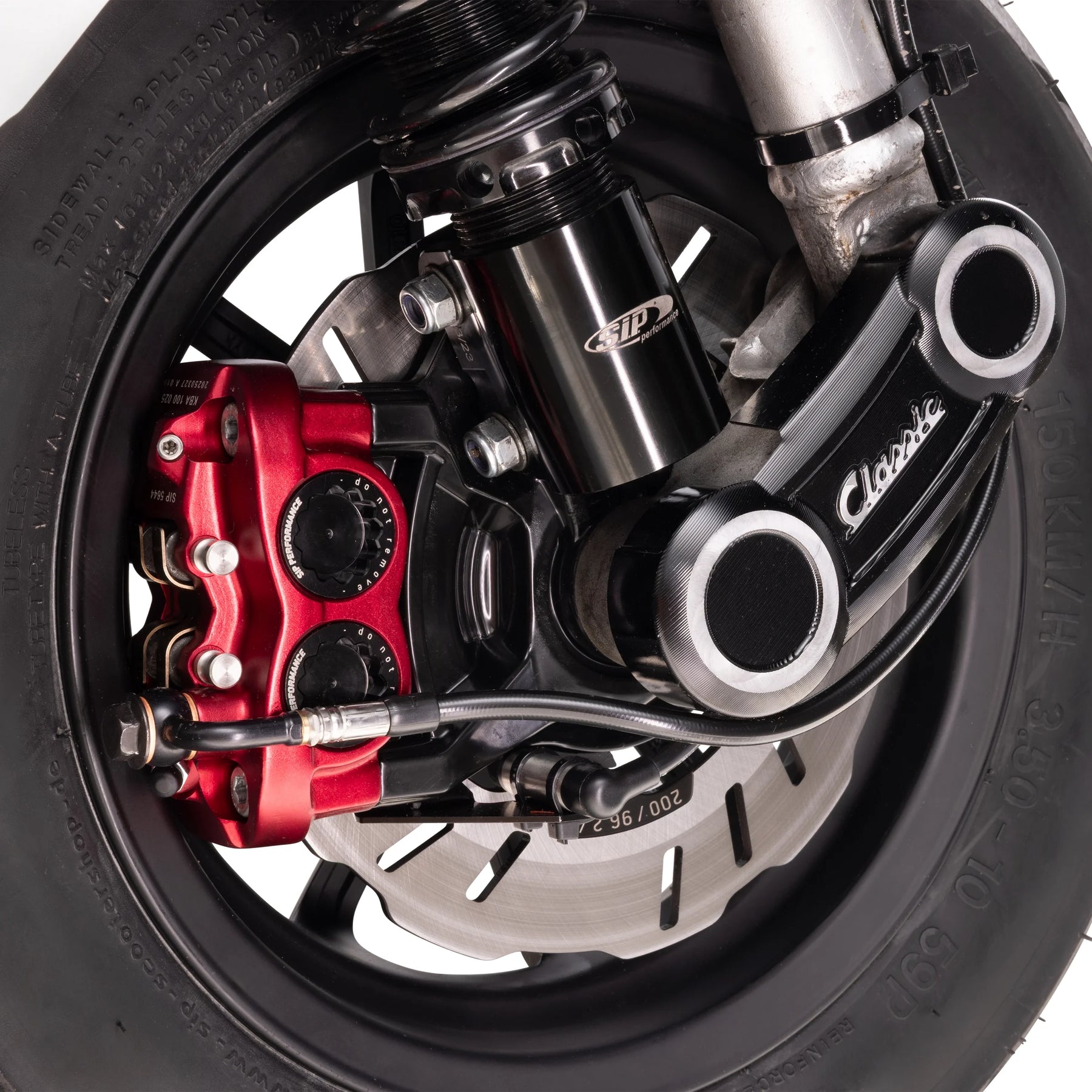 Vespa PX Disc MY T5 Classic LML Grimeca SIP RADIAL Front Hydraulic Brake Caliper with Axle Seating Radial 82mm Red Anodized