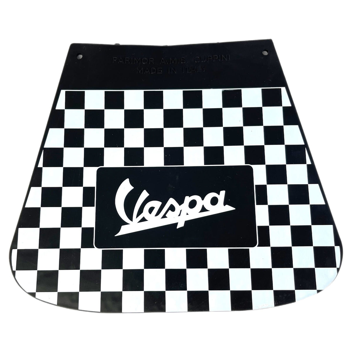 Vespa PX LML T5 Rally Chequered Mudflap With Vespa Logo Flat