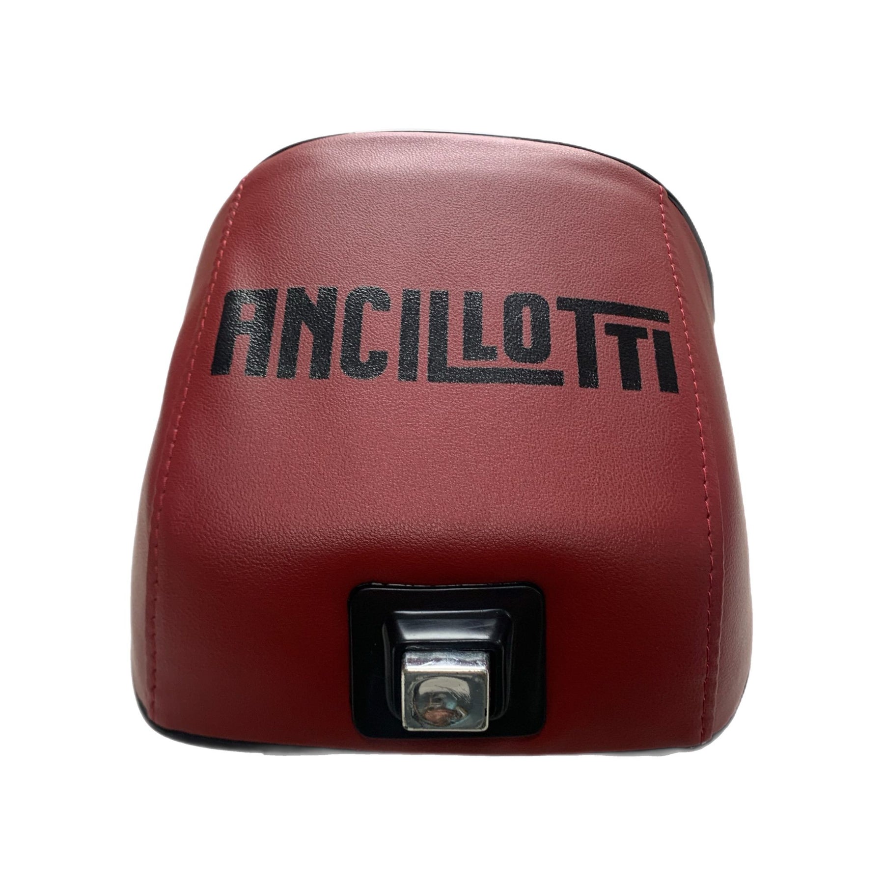 Vespa PX PE T5 Classic LML 2T Slope Back Ancillotti Seat with Logo & Double Pipings - Red with Black Piping
