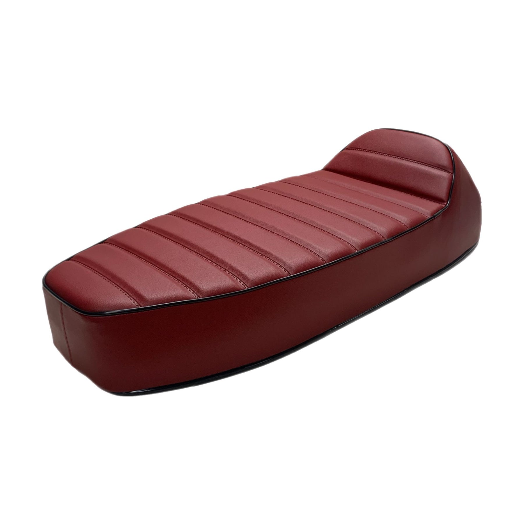 Vespa PX PE T5 Classic LML 2T Slope Back Ancillotti Seat with Logo & Double Pipings - Red with Black Piping