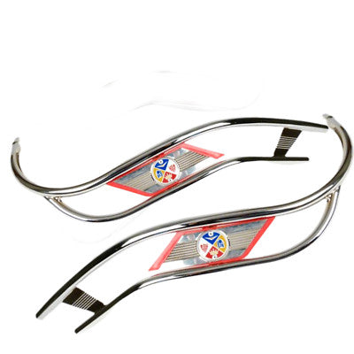 Vespa PX PE T5 Double Bar Chrome Legshield Beading - Red Flash