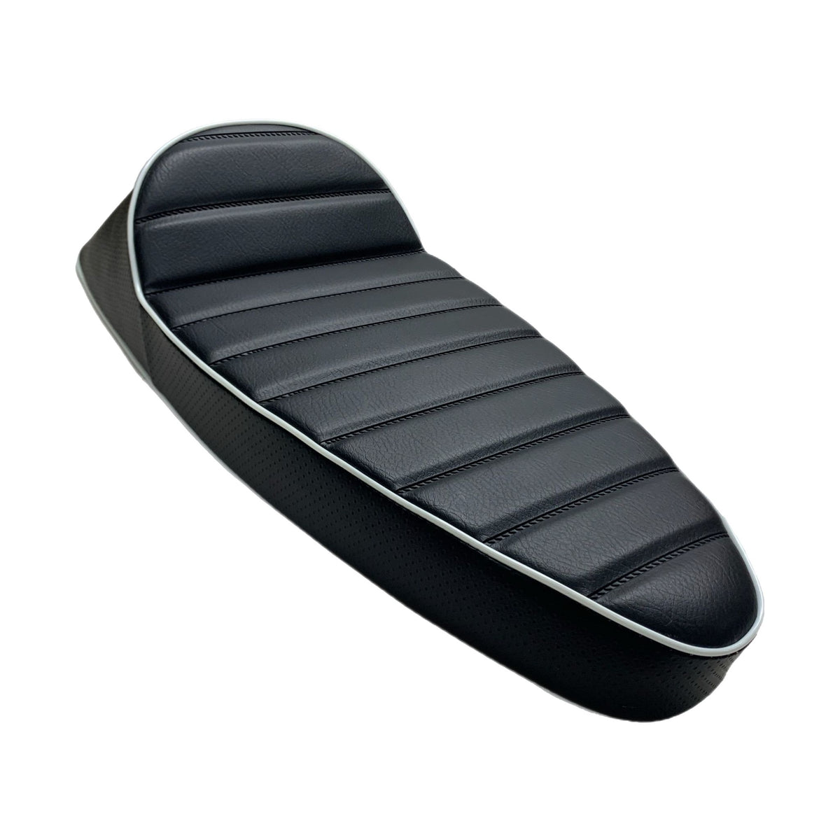 Vespa PX PE LML T5 Classic Racing Seat Slim Style - Black with White Piping