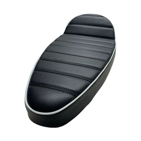 Vespa PX PE LML T5 Classic Racing Seat Slim Style - Black with White Piping