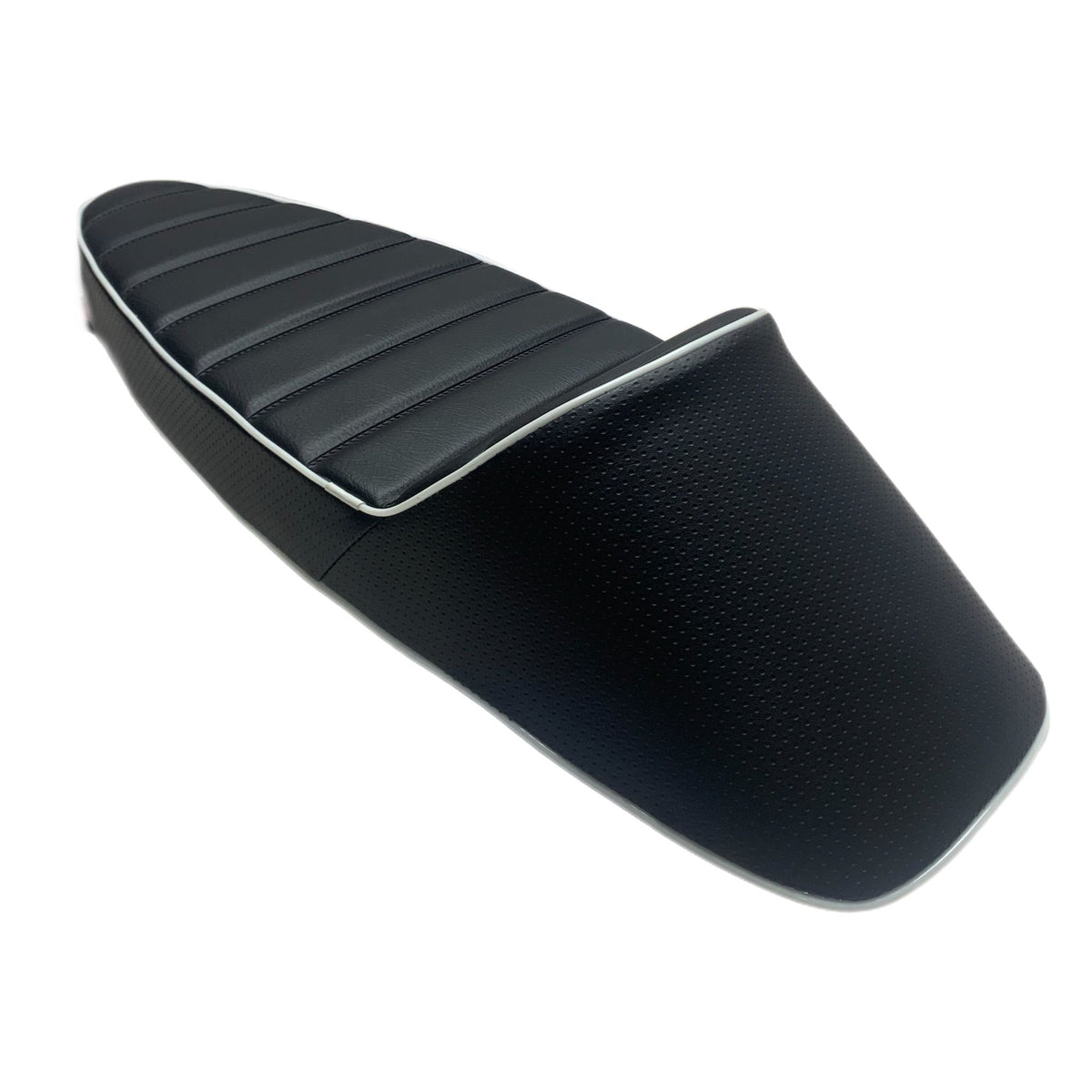 Vespa PX PE LML T5 Classic Racing Seat Slim Style - Black with White Piping