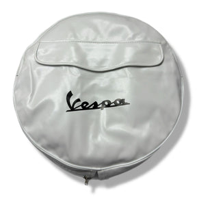 Vespa PX T5 V50 GS Rally Super Sprint 10" Spare Wheel Cover White with Pocket & Black Logo