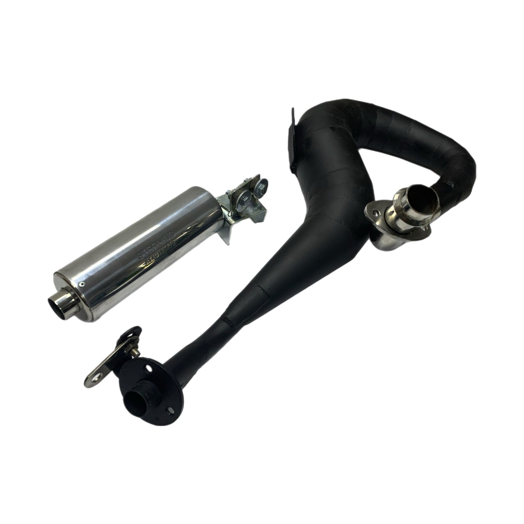 Vespa T5 Mk1 Classic 125 Sterling Expansion Performance Exhaust - Right Hand - Black with Stainless End Can