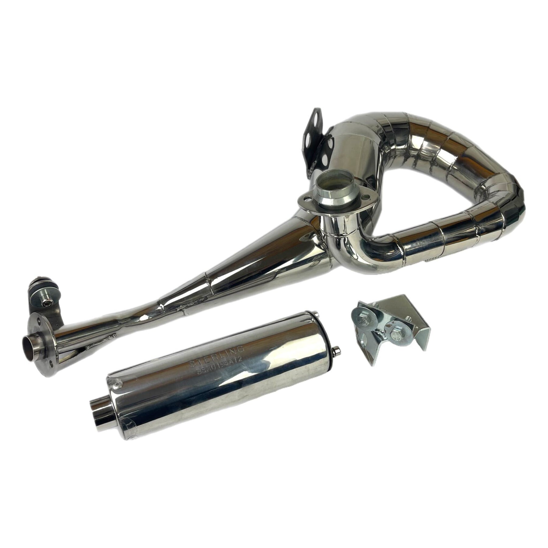 Vespa T5 Mk1 Classic 125 Sterling Expansion Performance Exhaust - Right Hand - Stainless Steel