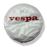 Vespa PX T5 V50 GS Rally Super Sprint 10" Spare Wheel Cover with a Large Logo - White with Maroon Red Logo