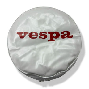Vespa PX T5 V50 GS Rally Super Sprint 10" Spare Wheel Cover with a Large Logo - White with Maroon Red Logo