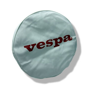 Vespa PX T5 V50 GS Rally Super Sprint 10" Spare Wheel Cover with a Large Logo - White with Maroon Red Logo