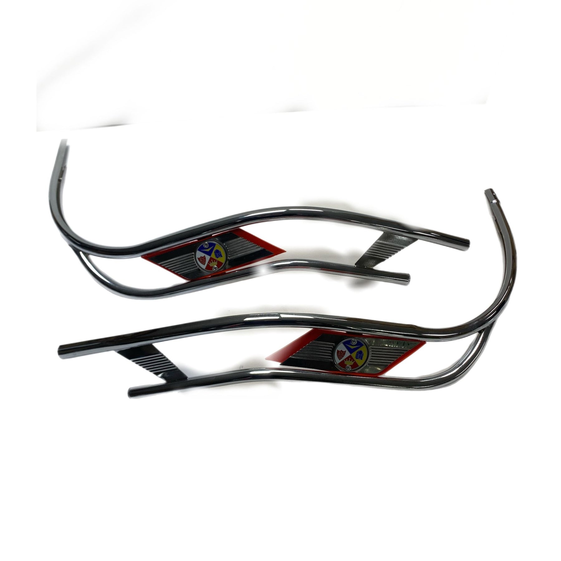 Vespa PX PE T5 Double Bar Chrome Legshield Beading - Red Flash