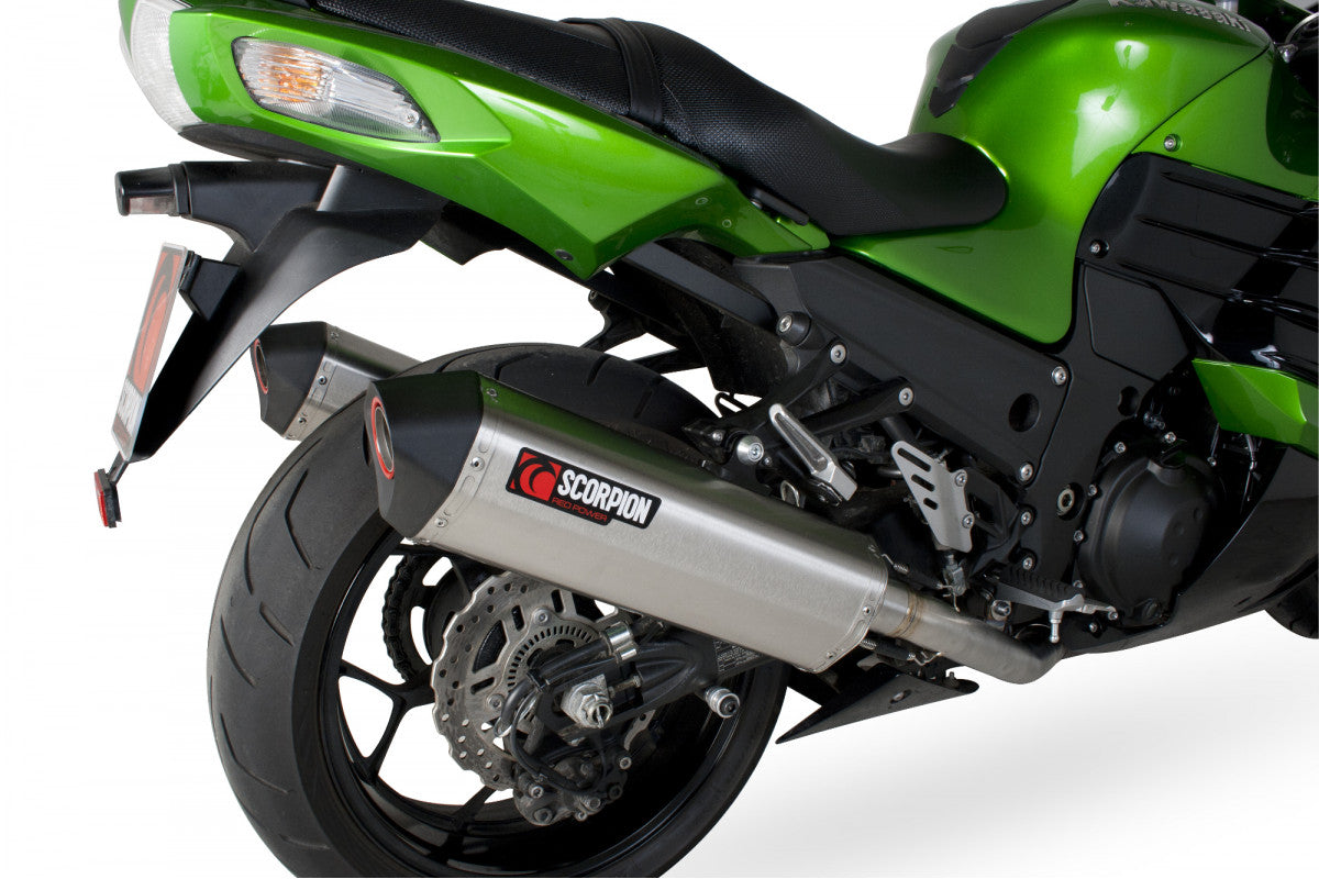 Kawasaki ZZR 1400 (2012–2020) Scorpion Exhaust Serket Parallel Slip-on Pair - Brushed Stainless
