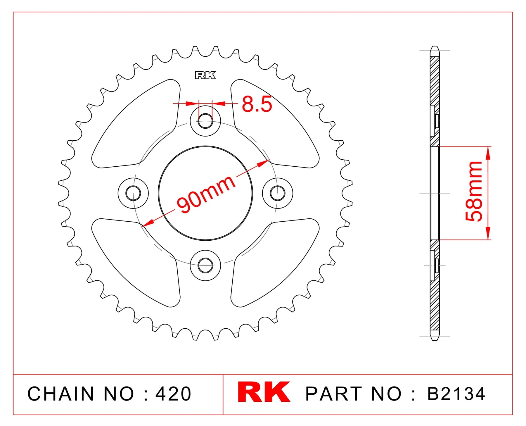 Sprocket Rear RK-B2134 JTR212
