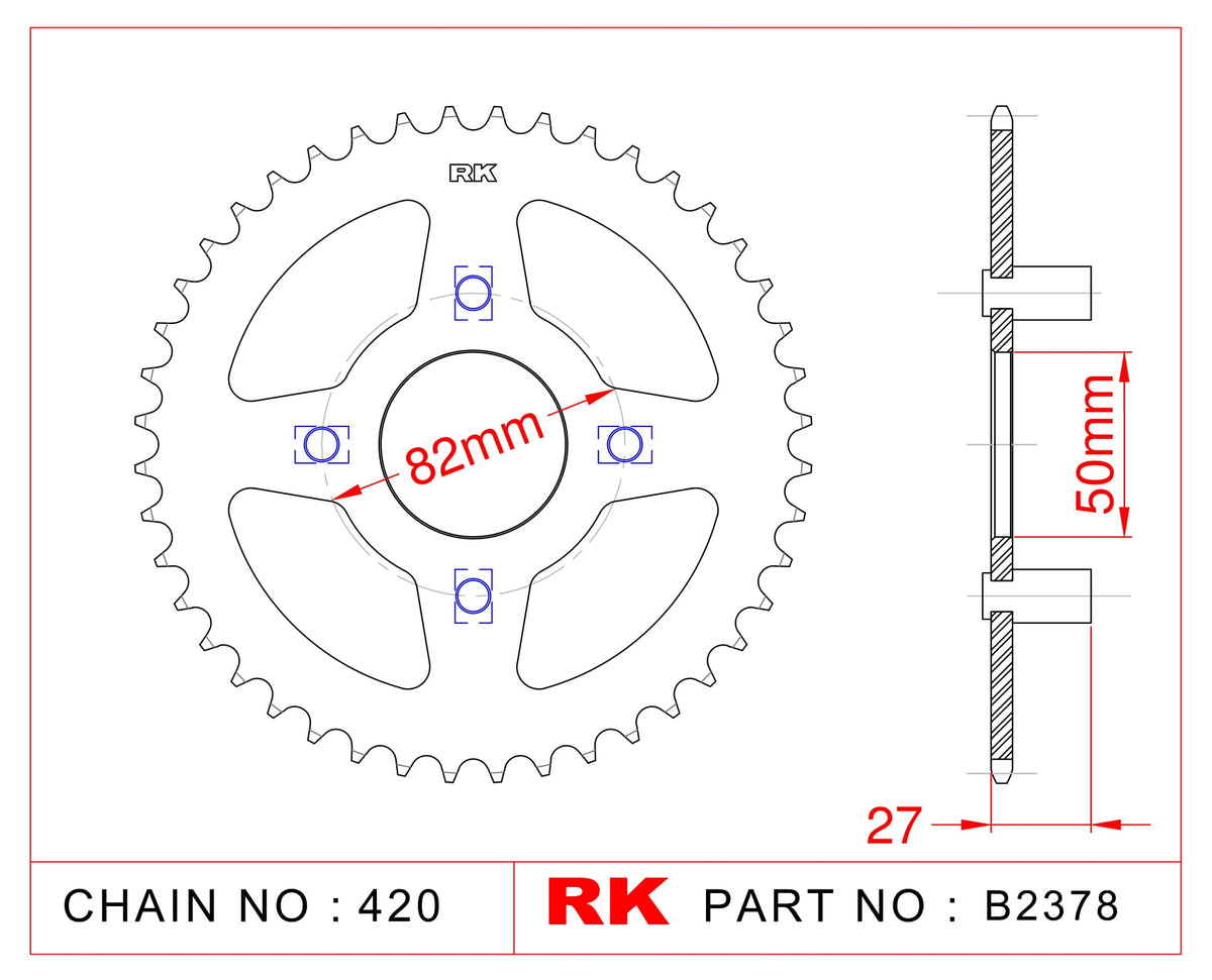 RK Rear Sprocket B2378-38 JTR256