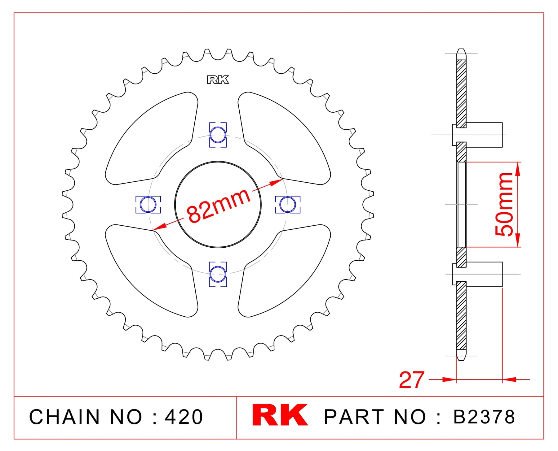 RK Rear Sprocket B2378-38 JTR256