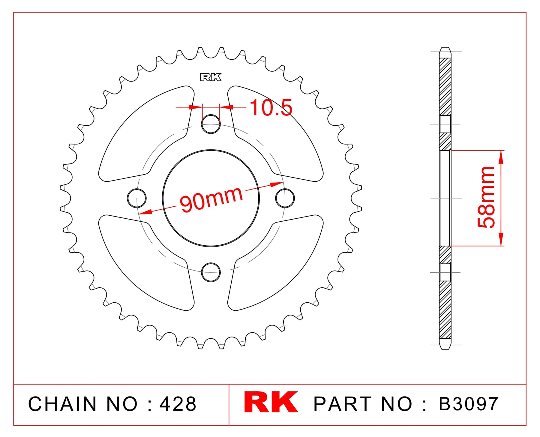 Rear RK-B3097 Rear Sprocket JTR1221