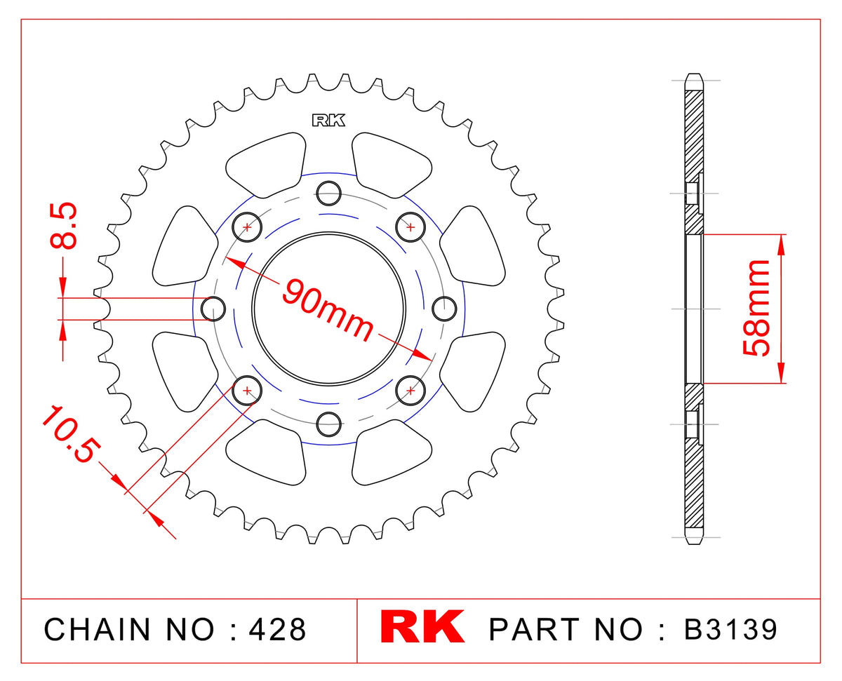 RK Rear Sprocket B3139 JTR269
