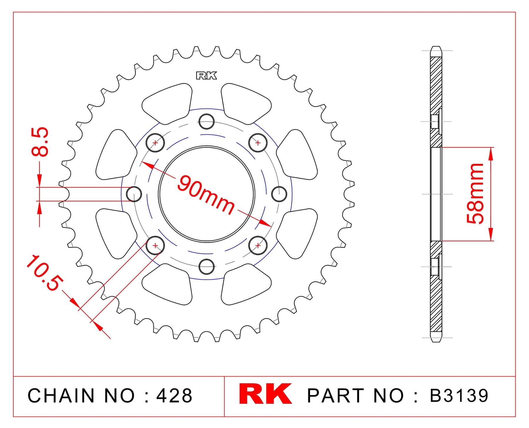 RK Rear Sprocket B3139 JTR269