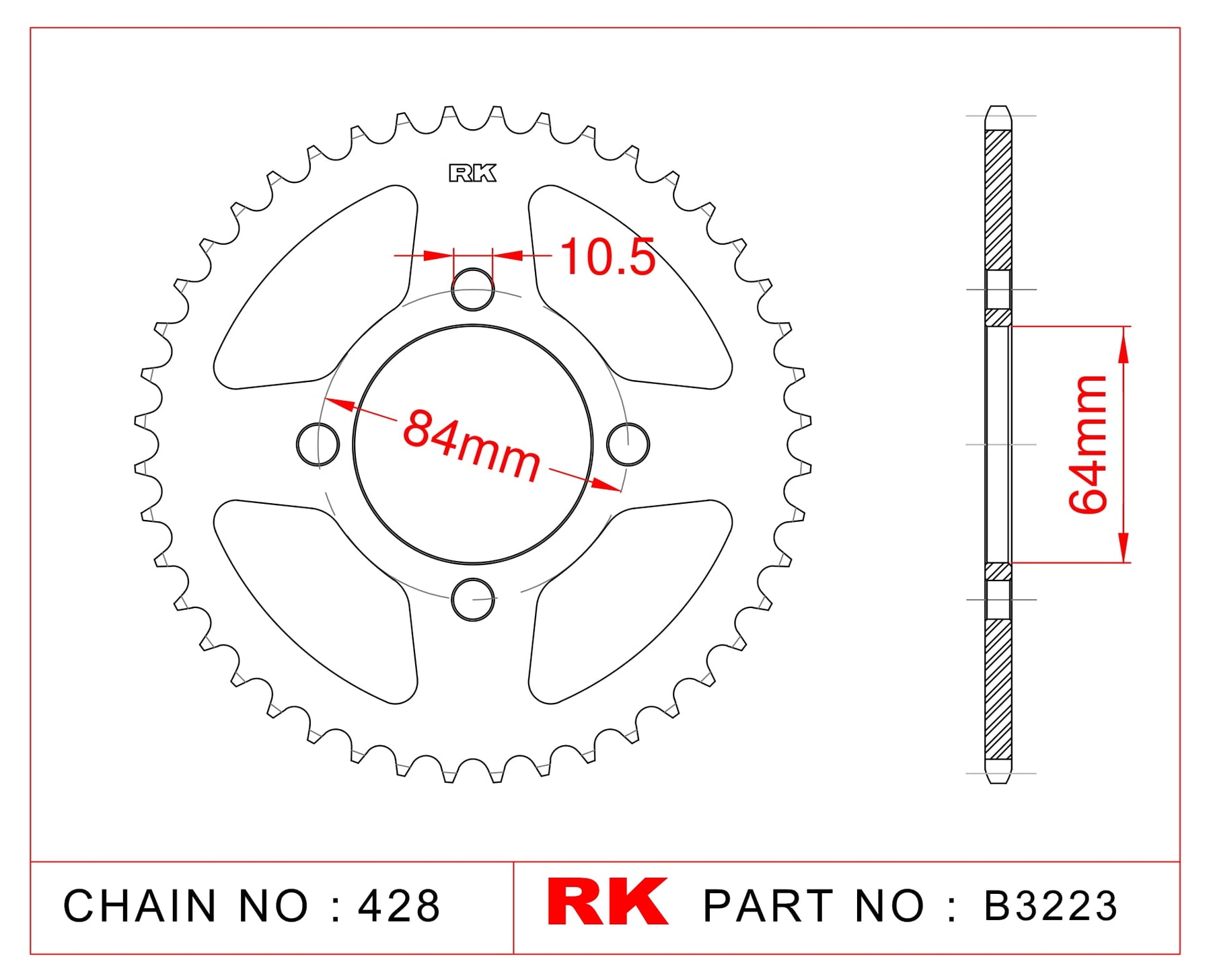 RK-B3223-49 Rear Sprocket JTR1796
