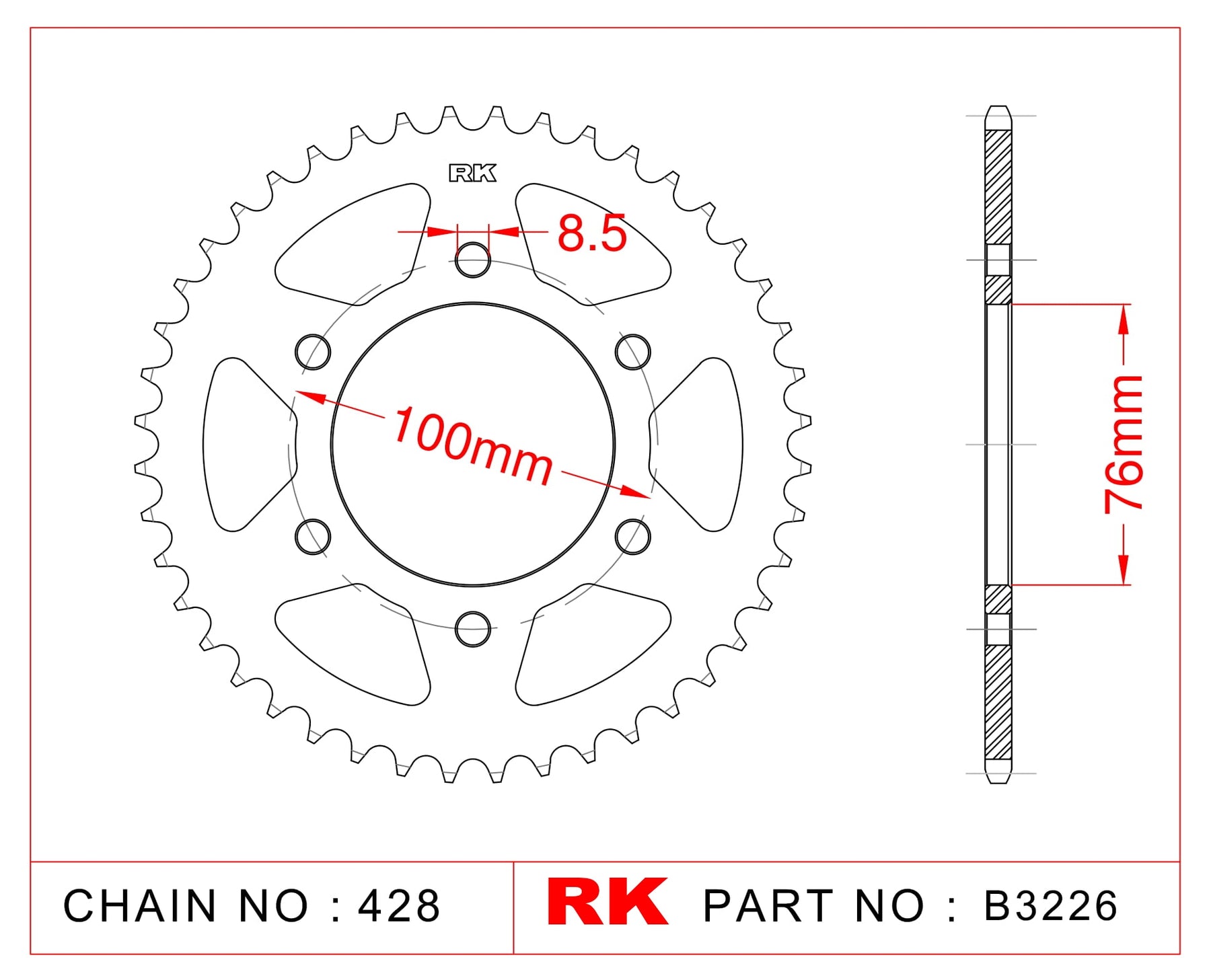 RK-B3226 Rear Sprocket JTR1844