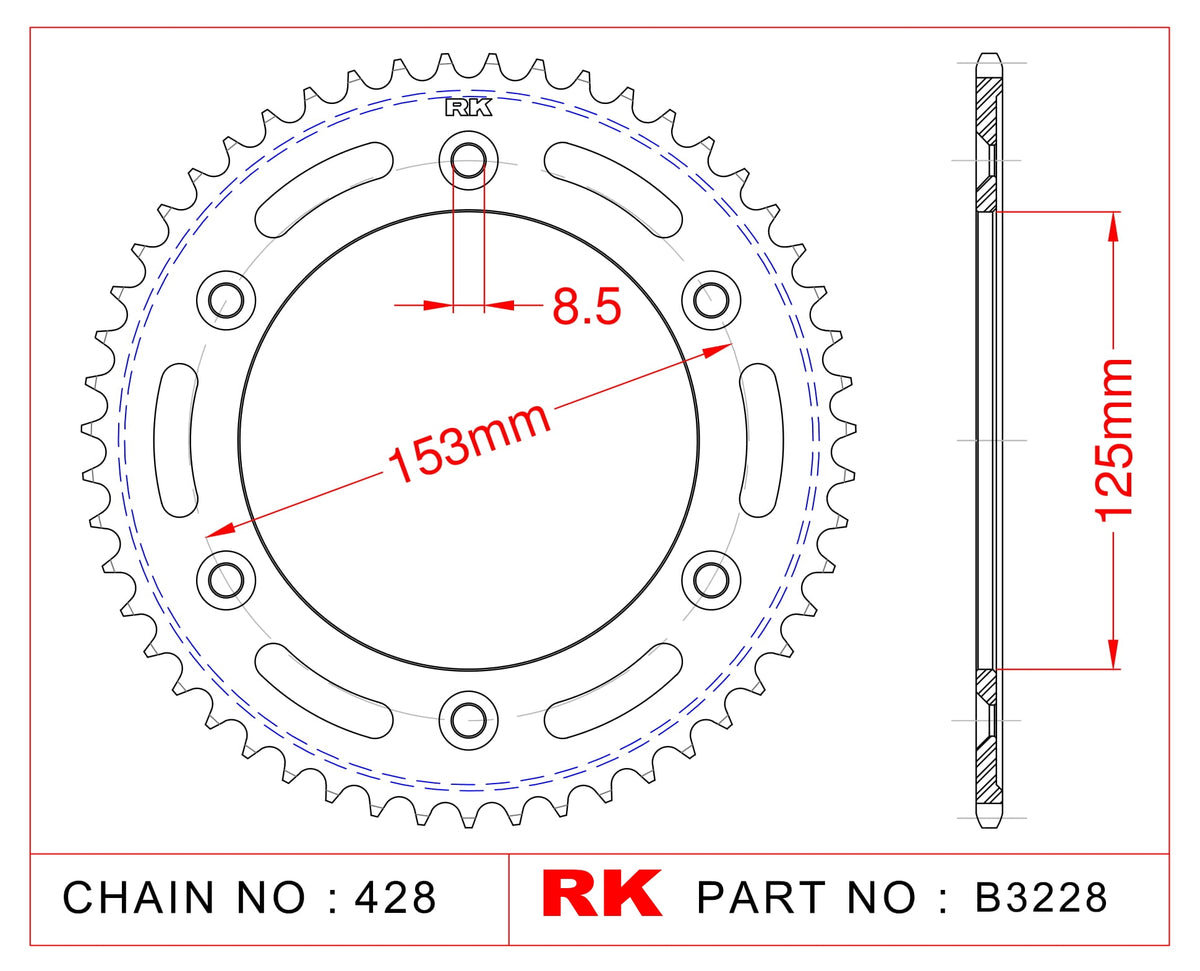 RK-B3228-54 Rear Sprocket JTR1258