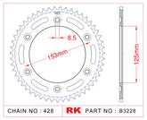 RK-B3228-54 Rear Sprocket JTR1258