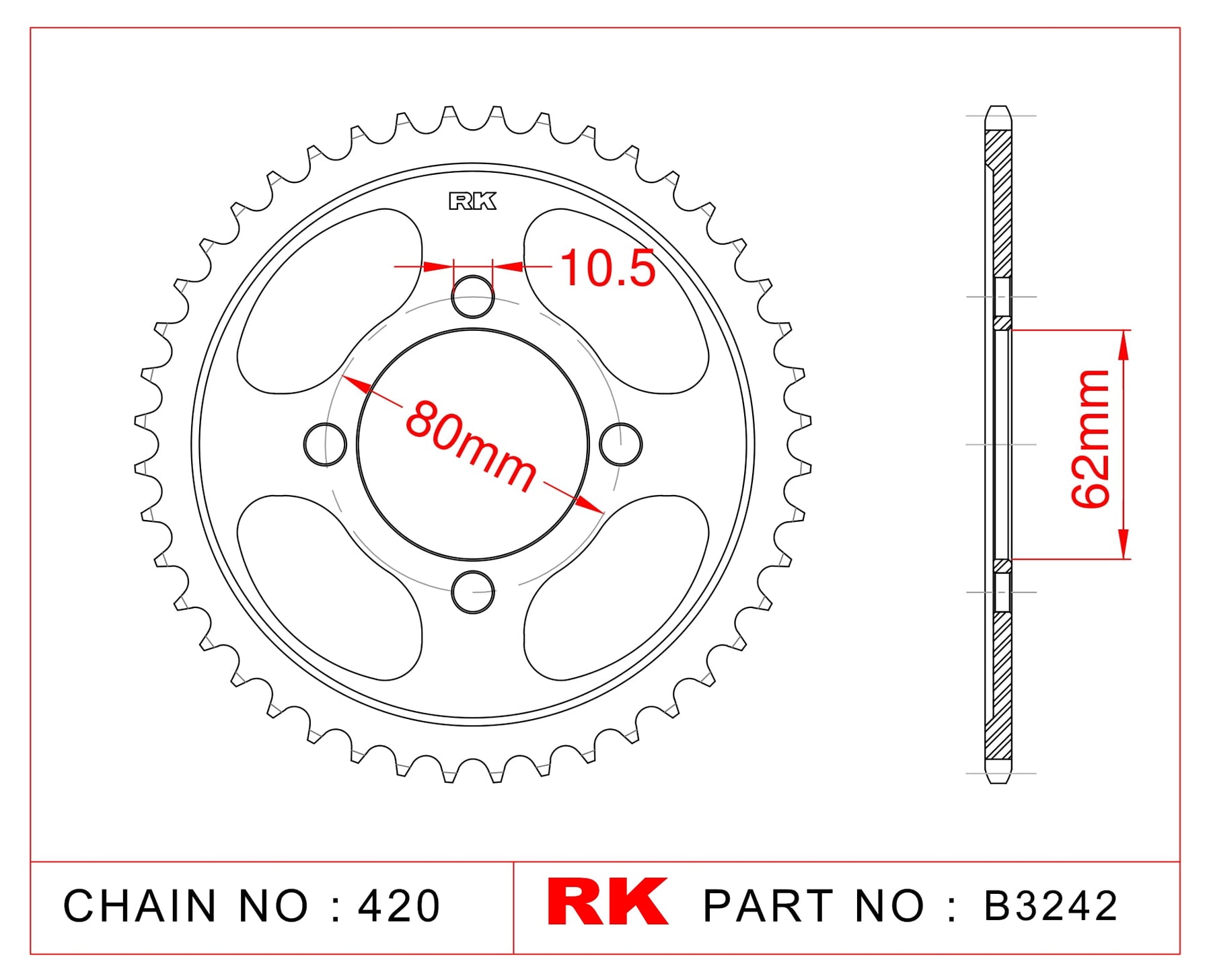 RK B3242-49 Rear Sprocket JTR1843