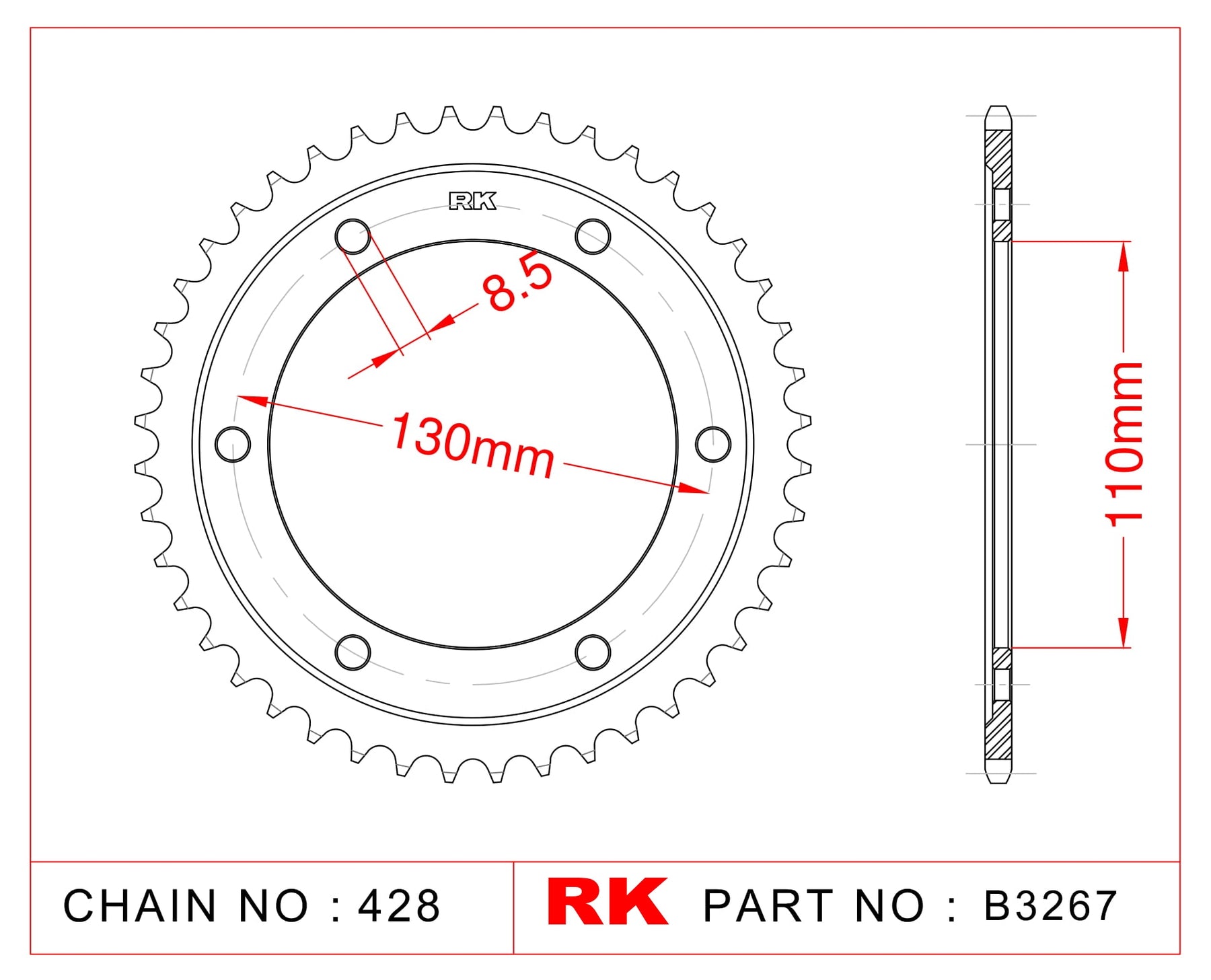 RK-B3267-44 Rear Sprocket JTR1870
