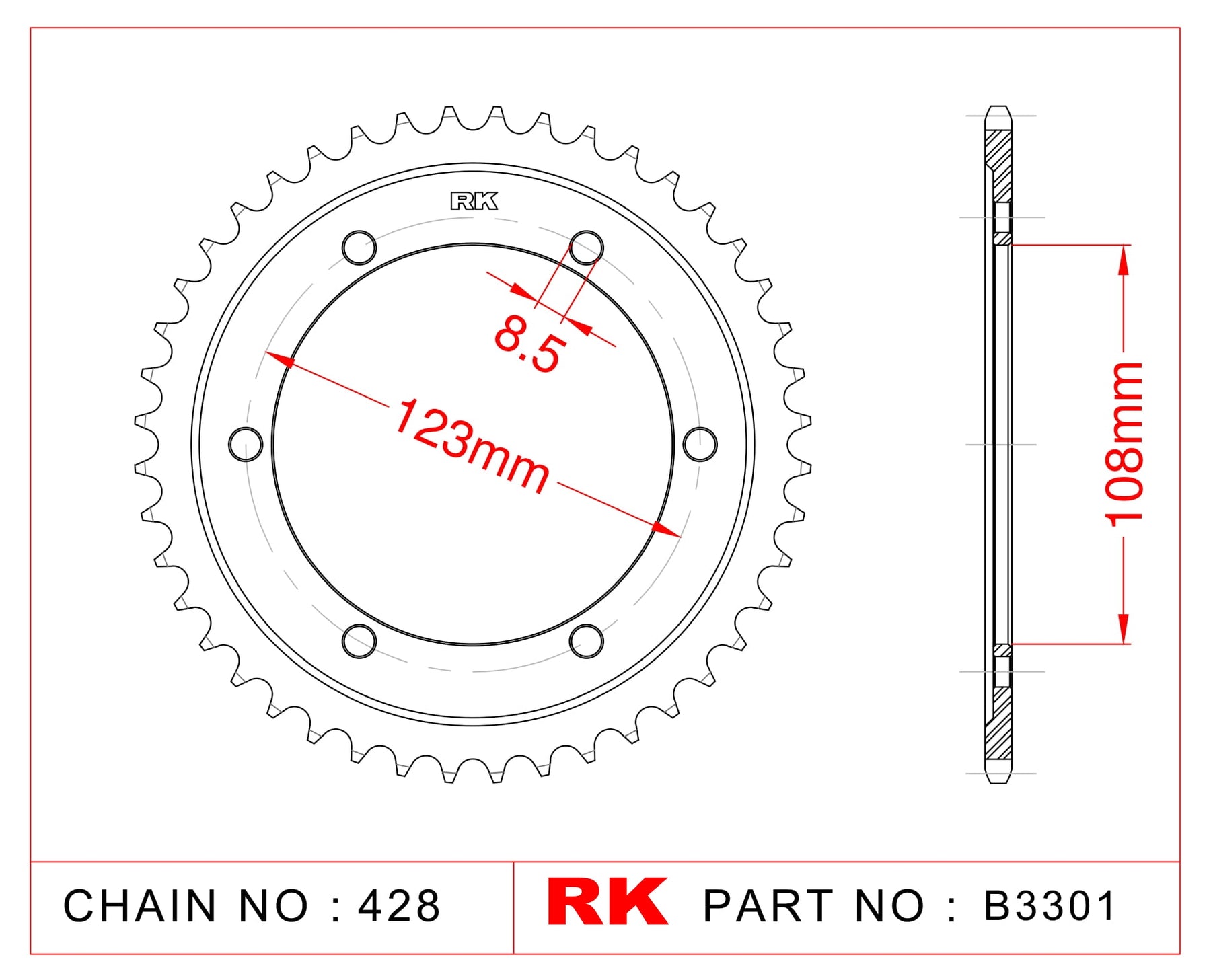 RK-B3301-60 Rear Sprocket JTR25