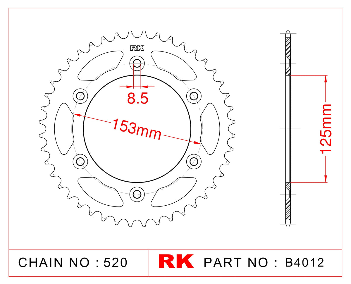 RK-B4012 Rear Sprocket JTR210 CHT2043