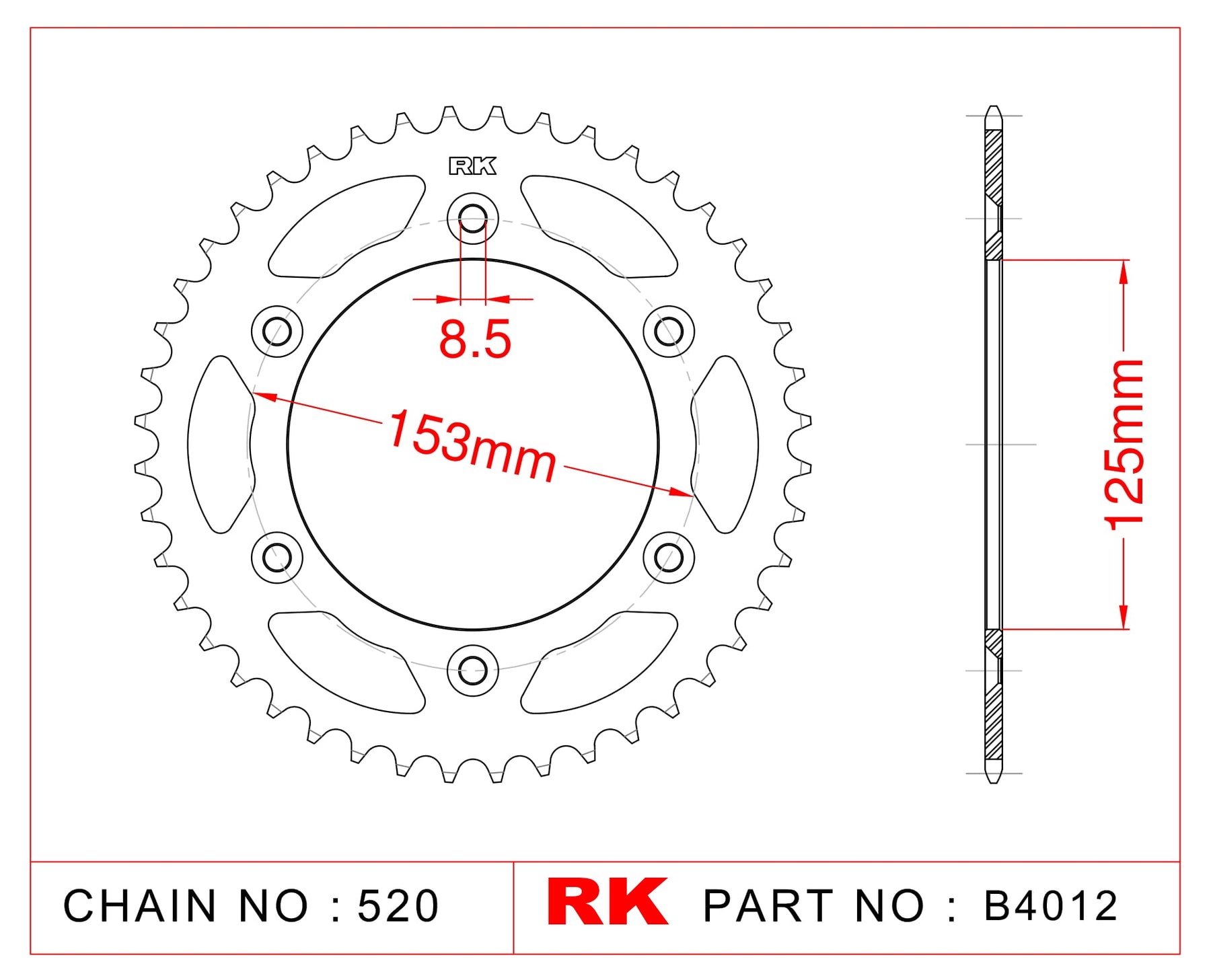 RK-B4012 Rear Sprocket JTR210 CHT2043