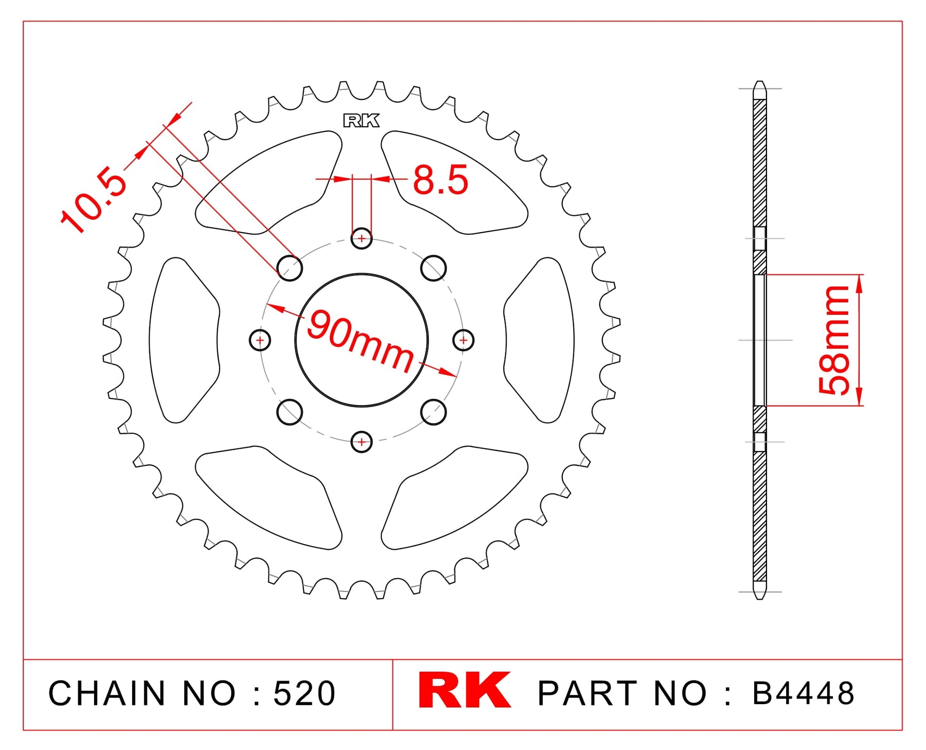 RK Rear Sprocket B4448-45 JTR273