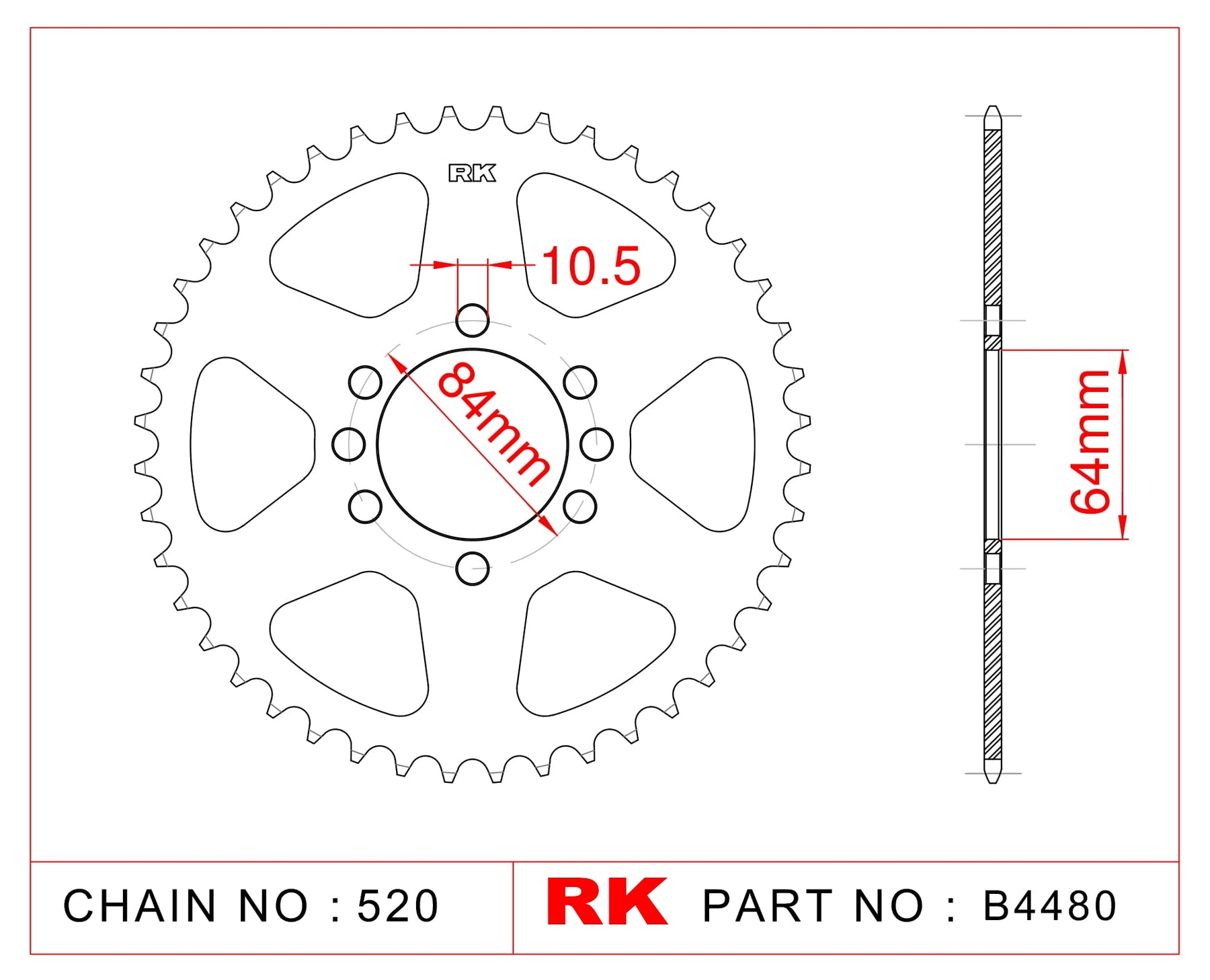 RK-B4480 Rear Sprocket JTR1826