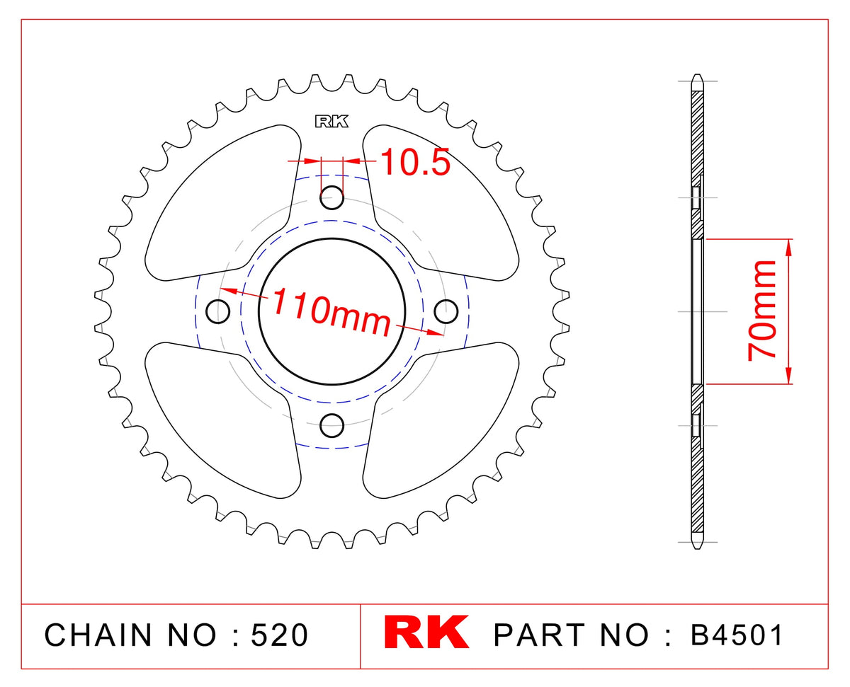 RK Rear Sprocket B4501-44 JTR248