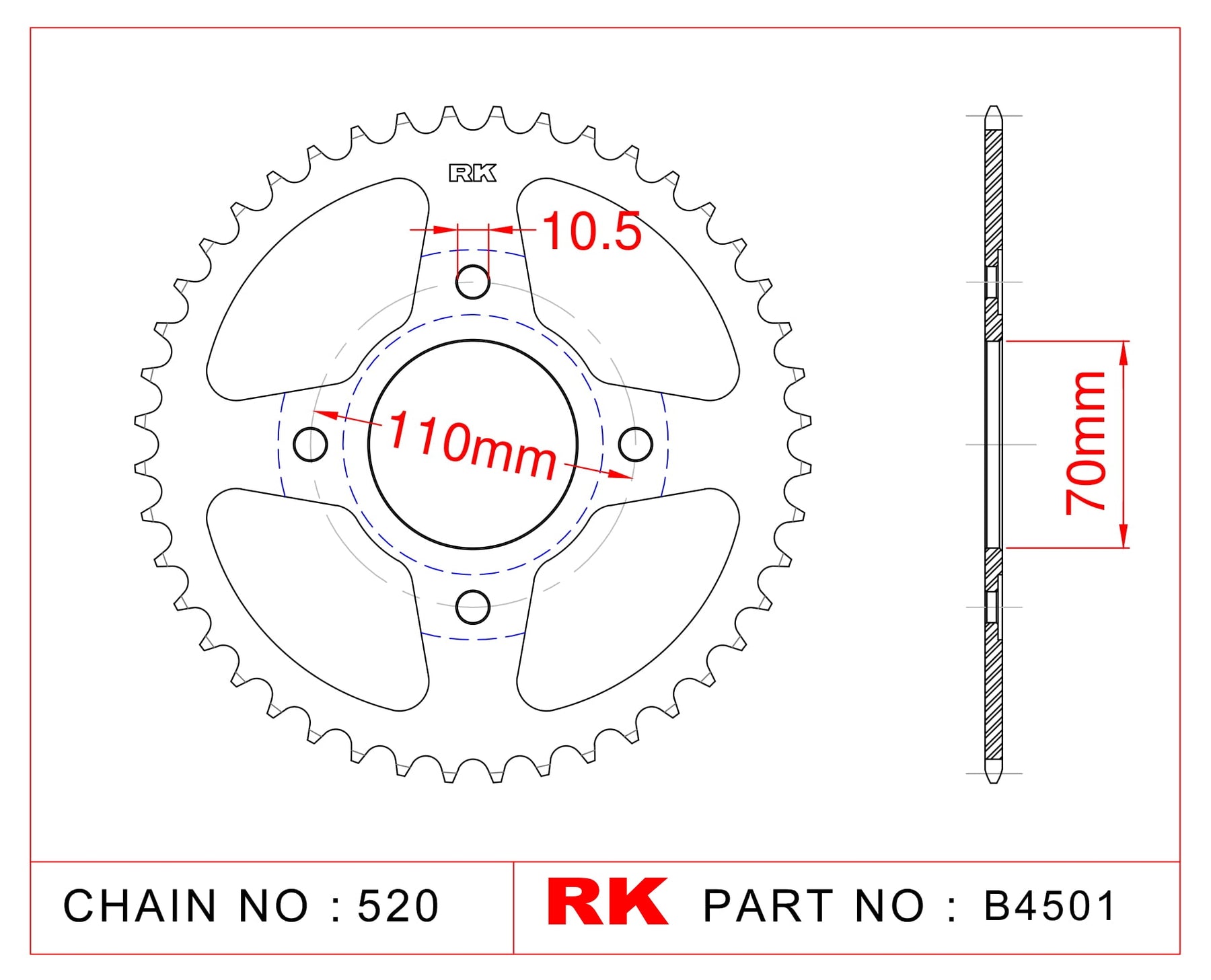 RK Rear Sprocket B4501-44 JTR248