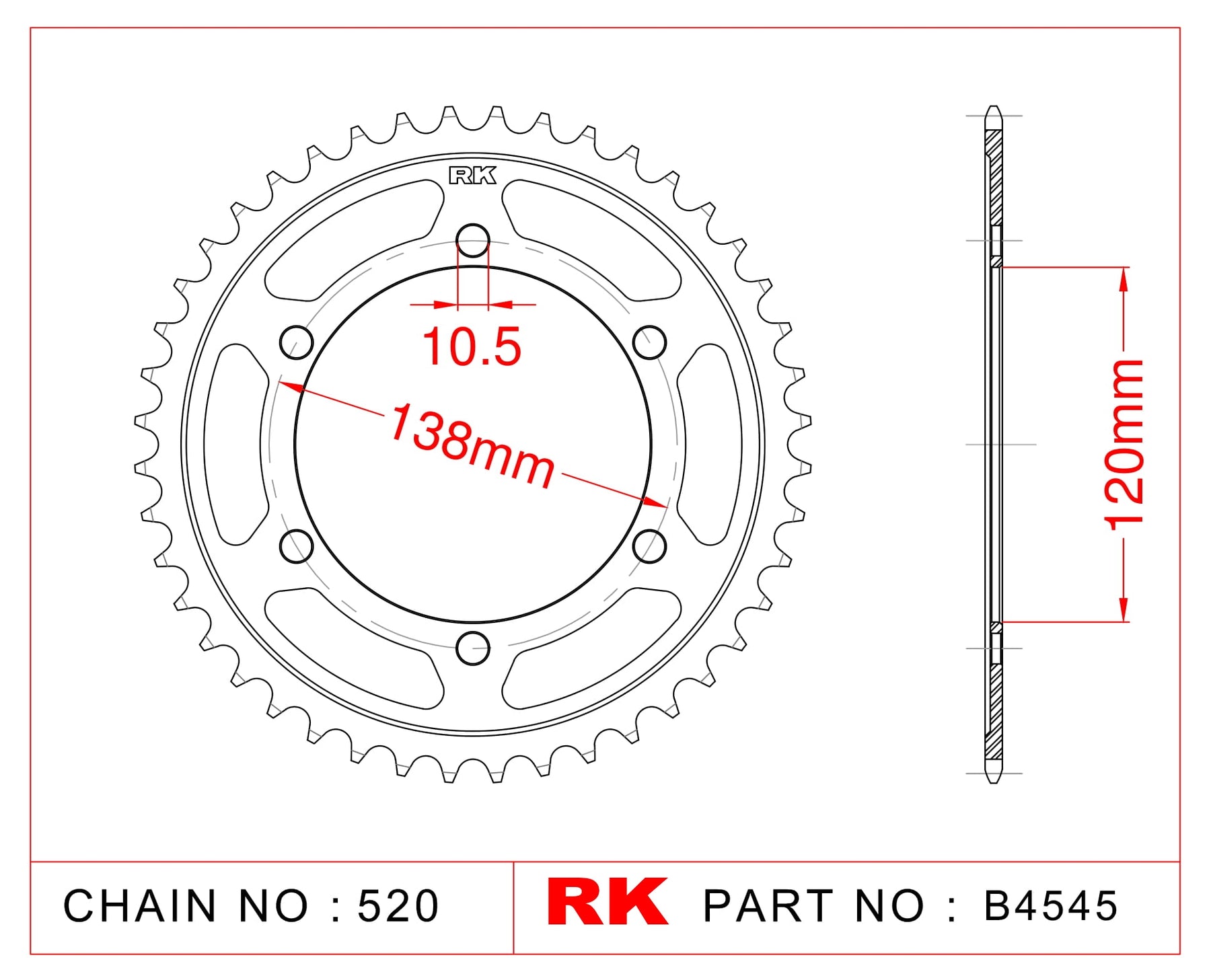 RK-B4545-36 Rear Sprocket JTR1220